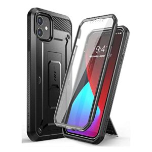 supcase unicorn beetle pro series case for iphone 12 mini (2020 release) 5.4 inch, built-in screen protector full-body rugged holster case (black)