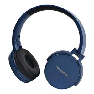 magnavox mbh542-bl bluetooth wireless foldable stereo headphones in blue