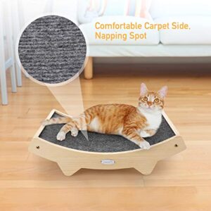 Pecute Cat Scratcher Lounge, Woven Sisal + Carpet Cloth Double-Sided Durable Cat Scratchers Bed Wooden Structure Kitty Scratching Pads (16.5x10.8in)