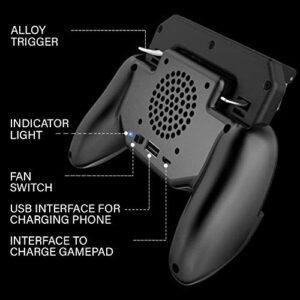 Sahe World - Mobile Gamepad | Phone Controller | Cooling Fan | 180° Flip Design | Aim & Shoot Trigger | Pubg Mobile Controller | iOS & Android 4.7-6.5" Mobile Phones Compatible | 4000mAh Power Bank