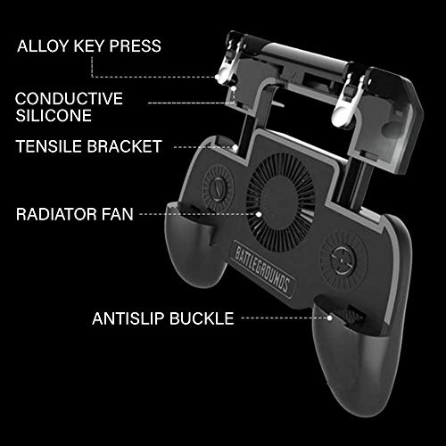 Sahe World - Mobile Gamepad | Phone Controller | Cooling Fan | 180° Flip Design | Aim & Shoot Trigger | Pubg Mobile Controller | iOS & Android 4.7-6.5" Mobile Phones Compatible | 4000mAh Power Bank