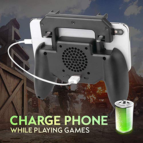 Sahe World - Mobile Gamepad | Phone Controller | Cooling Fan | 180° Flip Design | Aim & Shoot Trigger | Pubg Mobile Controller | iOS & Android 4.7-6.5" Mobile Phones Compatible | 4000mAh Power Bank