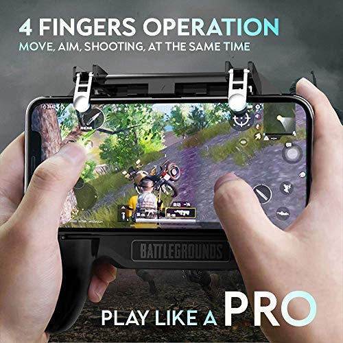 Sahe World - Mobile Gamepad | Phone Controller | Cooling Fan | 180° Flip Design | Aim & Shoot Trigger | Pubg Mobile Controller | iOS & Android 4.7-6.5" Mobile Phones Compatible | 4000mAh Power Bank