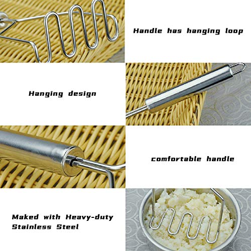 Potato Masher, Stainless Steel Masher for Kichen tool, Convenient for Making Guacamole, Egg Salad,Mashed Potato, Easy to Clean and Use