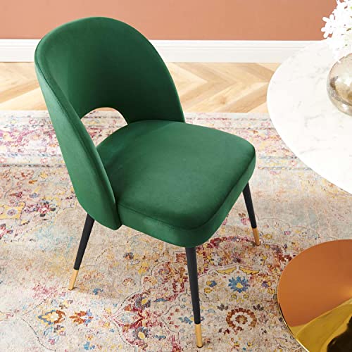 Modway Rouse Performance Velvet Dining Side Chair in Emerald