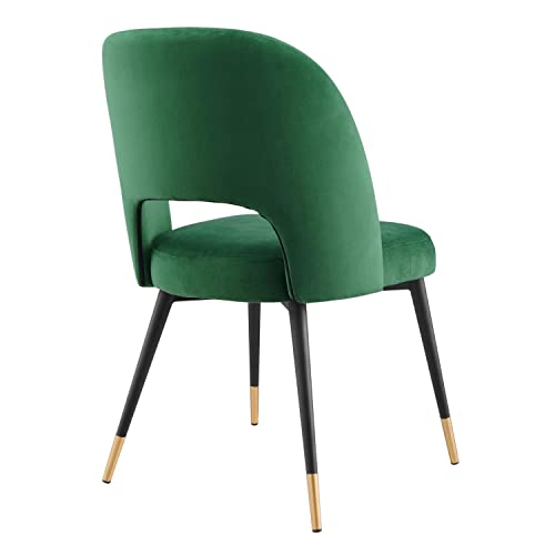 Modway Rouse Performance Velvet Dining Side Chair in Emerald