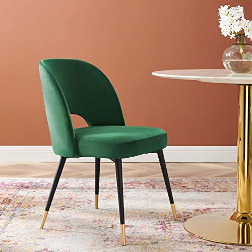 Modway Rouse Performance Velvet Dining Side Chair in Emerald
