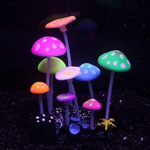 bitray aquarium decorations glowing artificial mushroom multi color plastic aquarium ornament for fish tank aquarium landscape