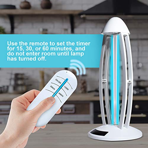 Simpleone UV Desk Lamp UV-C Ultraviolet Lamp Sterilizer for Home or Office | Ozone to Purify Air | Remote Operated for Safety | Most Powerful-38W