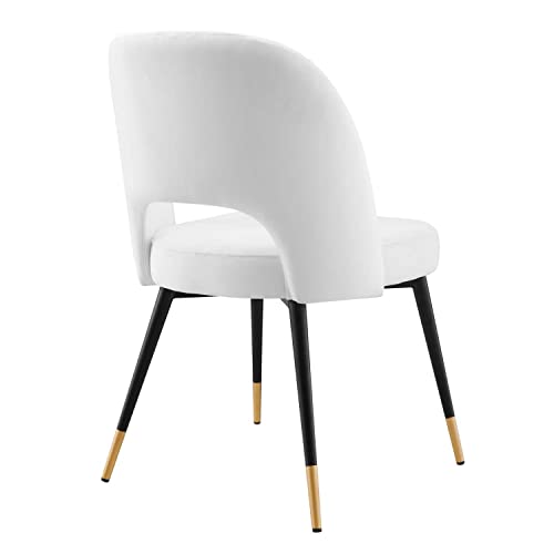 Modway Rouse Performance Velvet Dining Side Chair in White 23 x 20 x 32