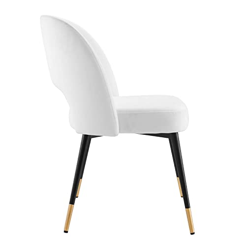 Modway Rouse Performance Velvet Dining Side Chair in White 23 x 20 x 32