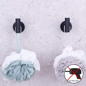 GERZWY Wall Hooks Adhesive for Hanging Towels Matte Black - Set of 2 - Premium Adhesive Hooks - Towel Hooks for Bathrooms - Sticky Hanging Wall Hangers Without Nails