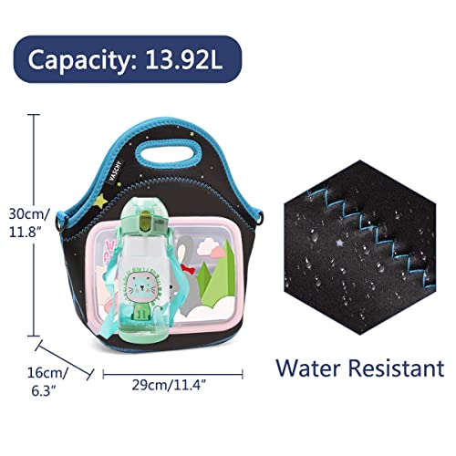 VASCHY Cute Astronaut Preschool Backpack and Neoprene Lunch Bag Bundle