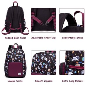 VASCHY Cute Astronaut Preschool Backpack and Neoprene Lunch Bag Bundle