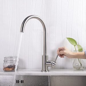 Trywell Single Hole Kitchen Faucet Prep Bar Sink Tap One Handle Lever Brushed Solid Stainless Steel 360 Rotating Gooseneck Cold Hot Mixer Water