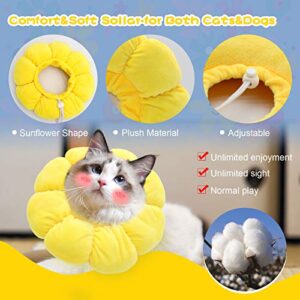 HYLYUN Cat Recovery Collar - Cute Sun Flower Neck Cat Cones After Surgery, Adjustable Cat E Collar, Surgery Recovery Elizabethan Collars for Kitten and Cats