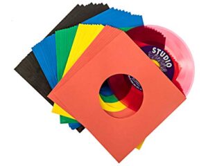 vinyl record sleeves 45rpm - 7 inch premium acid free protection multicolor paper covers for 7” singles records - 50 pack