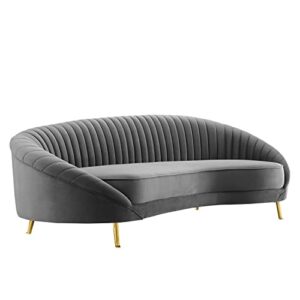 modway camber channel tufted performance velvet sofa in gray