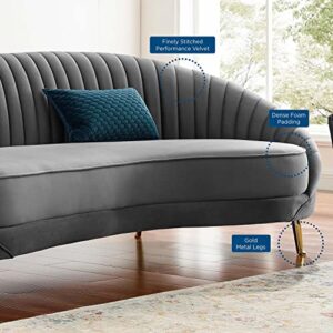 Modway Camber Channel Tufted Performance Velvet Sofa in Gray