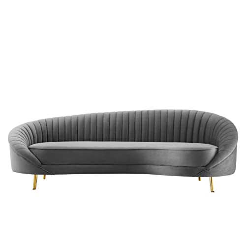 Modway Camber Channel Tufted Performance Velvet Sofa in Gray