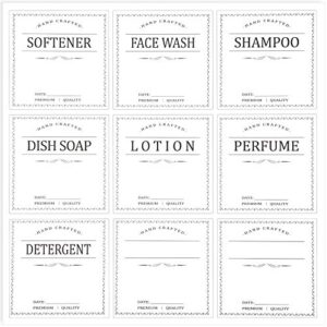 108 Pieces Waterproof Laundry Bottle Labels White Removable 18 Kinds Hand Dish Soap Lotion Conditioner Dispenser Cleaning Stickers for Farmhouse Bathroom Kitchen (3 x 3 Inches)