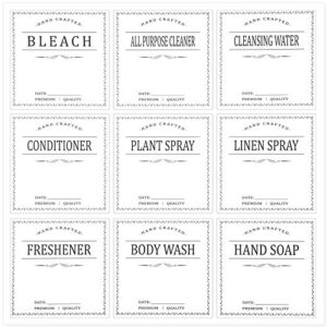 108 Pieces Waterproof Laundry Bottle Labels White Removable 18 Kinds Hand Dish Soap Lotion Conditioner Dispenser Cleaning Stickers for Farmhouse Bathroom Kitchen (3 x 3 Inches)