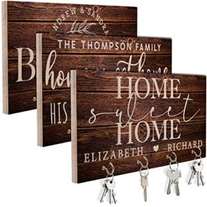 zexpa apparel personalized wood key hook for couple mr mrs| custom wall key rack ring holder hanger for wedding gift | gifts for housewarming | new home décor | c01d08