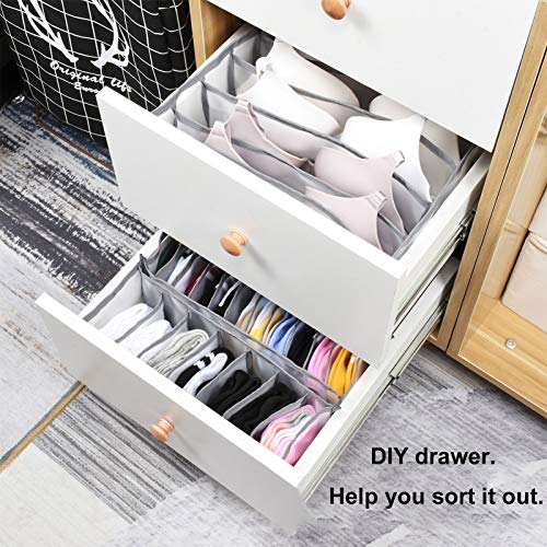 HUAJUHUI L&Z Grid Underwear Storage Collapsible Box, Foldable Drawer Organizer Divider Closet Storage Box for Underwear Bra Sock, Can Be Independently Placed(6+7+11 Cells)