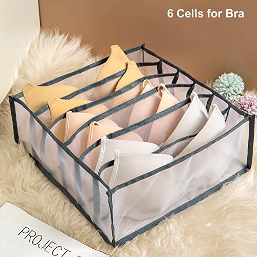 HUAJUHUI L&Z Grid Underwear Storage Collapsible Box, Foldable Drawer Organizer Divider Closet Storage Box for Underwear Bra Sock, Can Be Independently Placed(6+7+11 Cells)