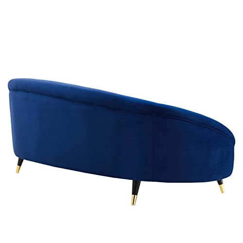 Modway Echo Curved Back Performance Velvet Sofa in Navy