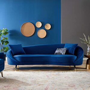 Modway Echo Curved Back Performance Velvet Sofa in Navy