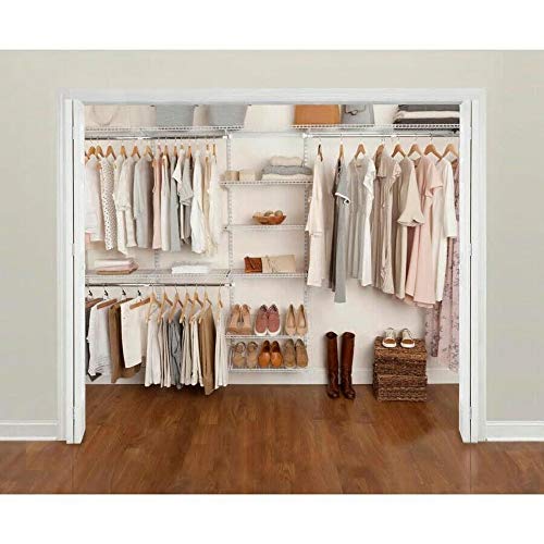 Rubbermaid FastTrack 6 to 10 Foot Wide White Wire Closet Organization Configuration Storage Kit with Shelves, 2 Pack