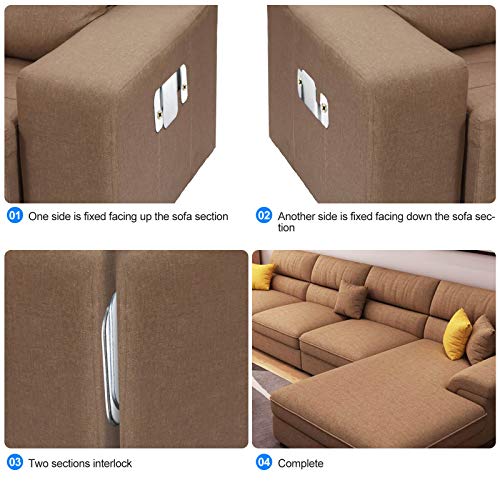 SONGTIY 4PCS Sectional Couch Connectors Furniture Connector, Premium Metal Sofa Interlocking Sofa Connector Bracket with Screws, Suitable for Loveseat