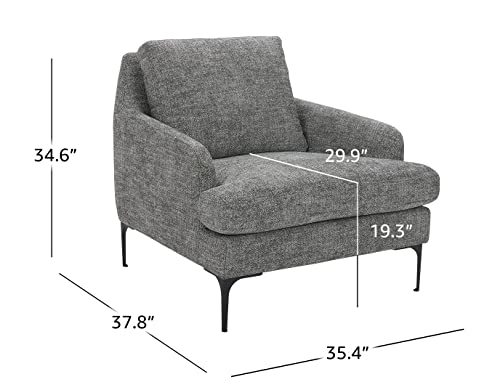 Amazon Brand – Rivet Modern Living Room Accent Chair with Metal Legs, 35.4"W, Dark Gray