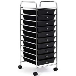 bestcomfort rolling storage cart with 10 drawers, mobile utility cart storage organizer with lockable casters, multipurpose storage organizer cart for school office home beauty salon