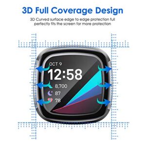 Liwin (4-Pack 3D Screen Protectors Compatible with Fitbit Sense/Versa 3, Full Coverage Screen Protector Protective Cover Saver for Sense and Versa 3 Smartwatch