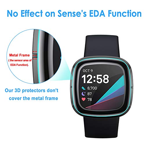 Liwin (4-Pack 3D Screen Protectors Compatible with Fitbit Sense/Versa 3, Full Coverage Screen Protector Protective Cover Saver for Sense and Versa 3 Smartwatch