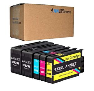5 pack compatible ink cartridge replacement for hp 932xl 933xl combo, work with hp officejet 6700 6600 6100 7612 7610 7110 (2 black, 1 cyan, 1 magenta, 1 yellow), 5-pack