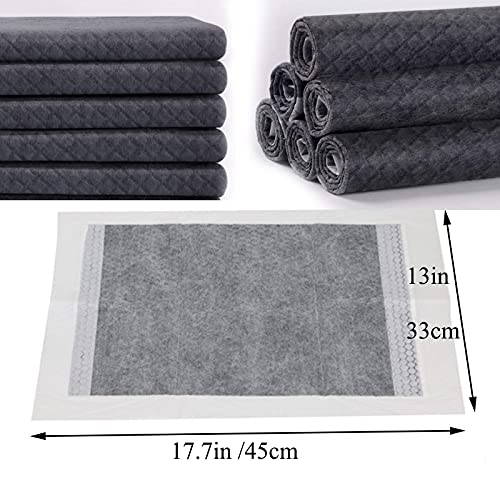 kathson Rabbit Pee Pads Disposable Cage Liners Super Absorbent Black Carbon Odor-Control Bunny Training Pad with Quick-Dry Surface for Bunny Guinea Pig Kitten Hedgehog Small Animals (100 pcs Gray)