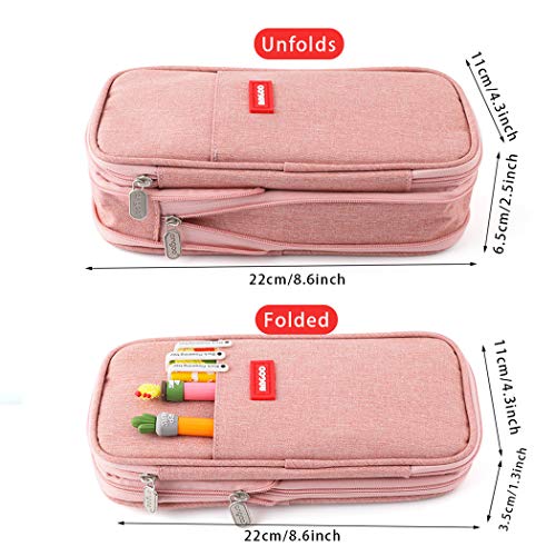 iSuperb Foldable Pencil Case Zipper Big Capacity Canvas Pencil Pouch Stationery Organizers Pen Bag Compartments Cosmetic Makeup Bags for Girls Boys