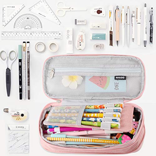 iSuperb Foldable Pencil Case Zipper Big Capacity Canvas Pencil Pouch Stationery Organizers Pen Bag Compartments Cosmetic Makeup Bags for Girls Boys