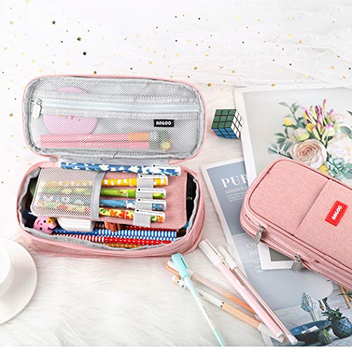 iSuperb Foldable Pencil Case Zipper Big Capacity Canvas Pencil Pouch Stationery Organizers Pen Bag Compartments Cosmetic Makeup Bags for Girls Boys