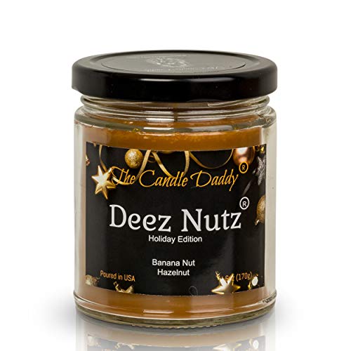 Deez Nutz Holiday Edition Candle - Funny Banana Nut Bread Scented Candle - Christmas, New Years - Long Burn Time - Hand Poured in USA - 6oz