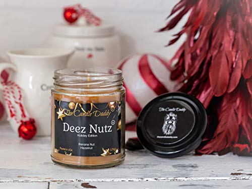 Deez Nutz Holiday Edition Candle - Funny Banana Nut Bread Scented Candle - Christmas, New Years - Long Burn Time - Hand Poured in USA - 6oz