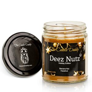 Deez Nutz Holiday Edition Candle - Funny Banana Nut Bread Scented Candle - Christmas, New Years - Long Burn Time - Hand Poured in USA - 6oz