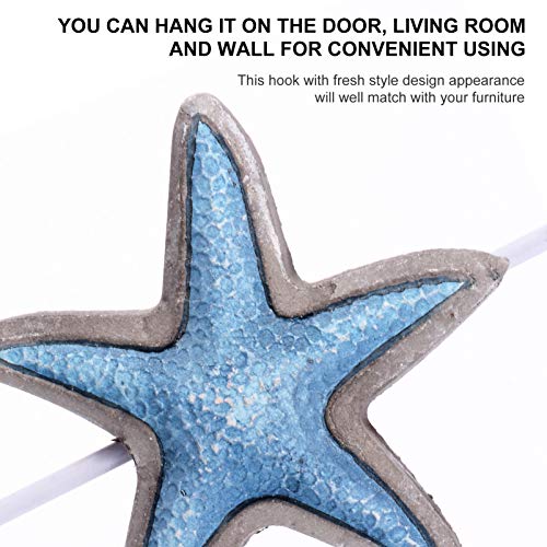 Cabilock 2pcs Mediterranean Wall Hooks Resin Coat Hook Wall Mount Key Holder Decorative Single Hanger Towel Hooks with Star Shell Design Gifts for Door Kitchen Store Closet Hats Coats Keys