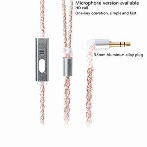 KBEAR 2pin IEM Cable with Mic 4-Core Pure Copper HiFi Earphone Wired Detachable Upgrade Cable with 3.5mm Plug for ES4 ZST ZSN ZS3 ZSR C10 C04 CA4 AS10 ZS10 C12 C16 KS1 KS2 Robin