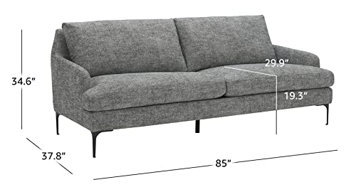 Amazon Brand – Rivet Modern Sofa Couch with Metal Legs, 85"W, Dark Gray