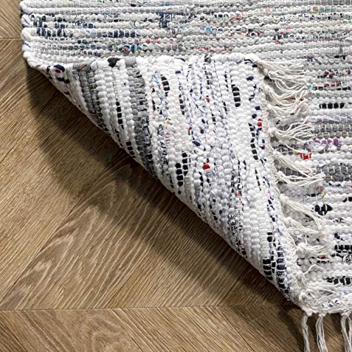 nuLOOM Regency Flatwoven Mottled Stripes with Tassels Runner Rug, 2' x 6', Grey