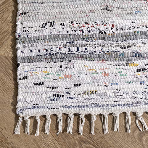 nuLOOM Regency Flatwoven Mottled Stripes with Tassels Runner Rug, 2' x 6', Grey